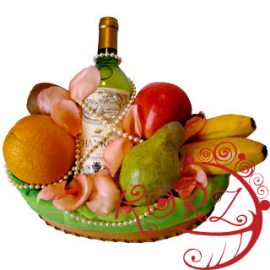 Fruit and Wine Gift Basket