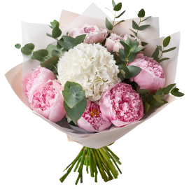 Blushing Peony and Hydrangea Bouquet