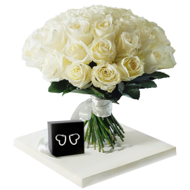 Silver Heart Earrings and Ivory Elegance Gift Set