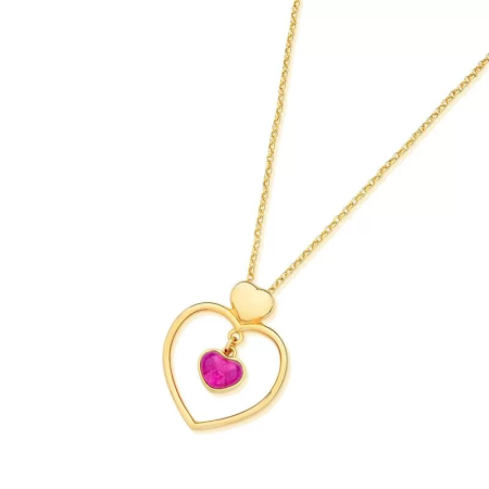 Collier coeur en feldspath rose