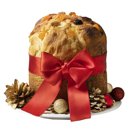 Panettone artisanal aux fruits confits et noeud rouge