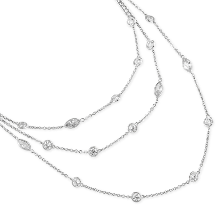 Collier en argent à plusieurs rangs de pendentifs marquise lumineux