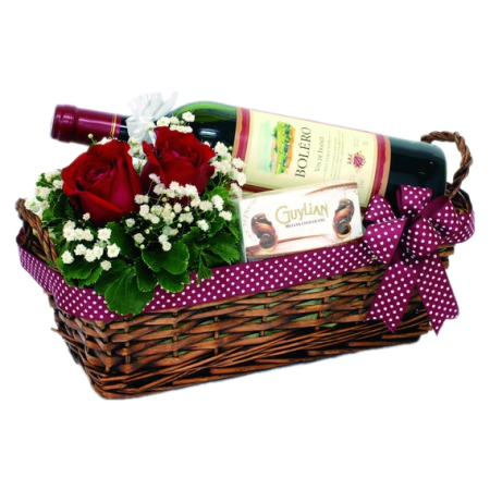 Vin rouge, roses et amour