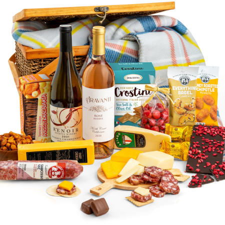 Panier cadeau de vin pique-nique